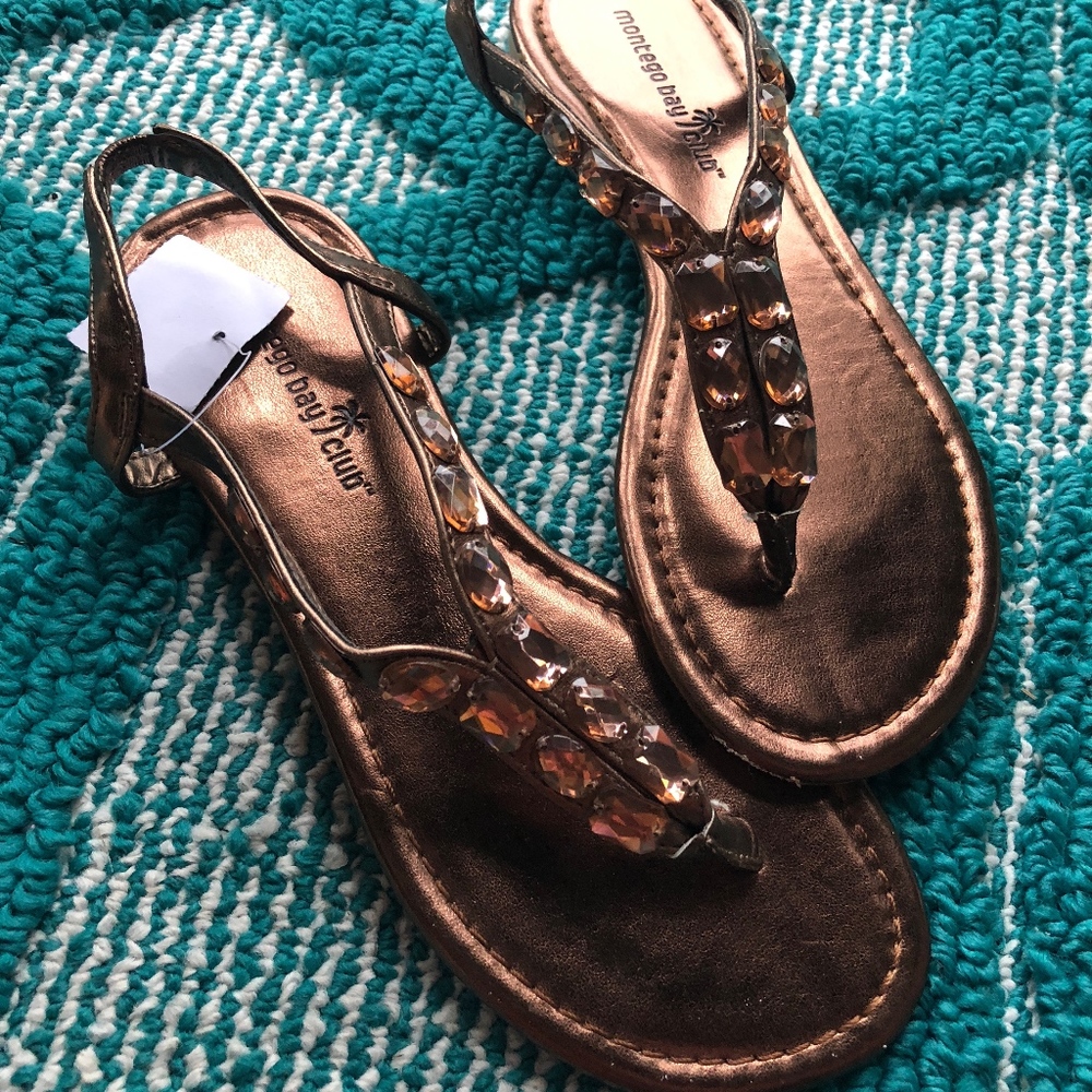BRAND NEW WITH TAGS Brown Bedazzled Sandals